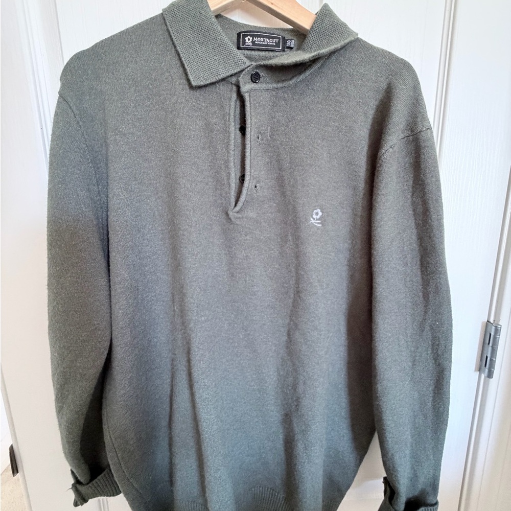 Green Long Sleeve Polo Sweater